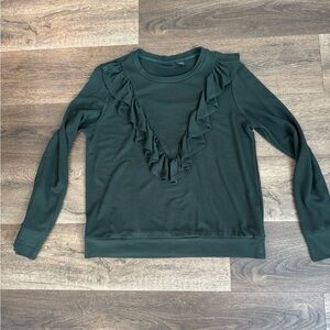 Halogen Ruffle Shirt.  Dark green color.  Women’s size medium.  Long sleeve.